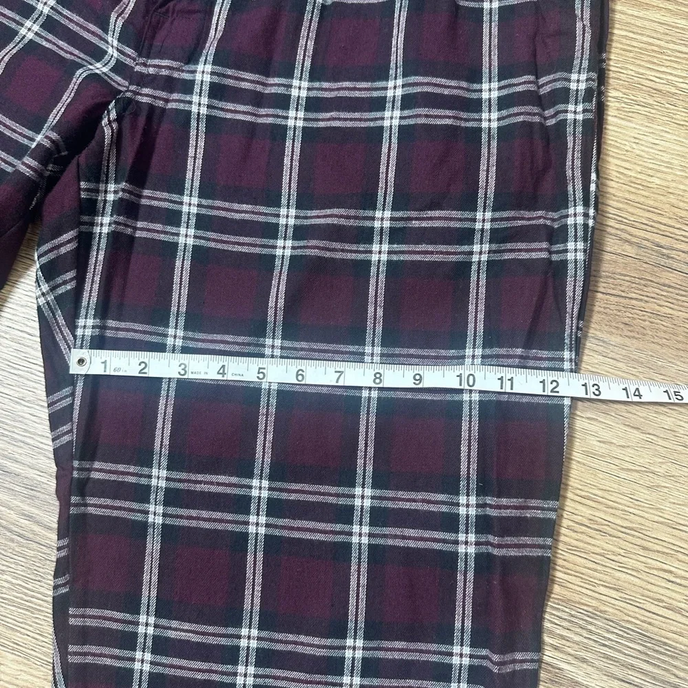 St. John's Bay Mens XL Lounge Pajama Pants Burgundy/White Plaid Elastic Waist - Picture 2 of 13